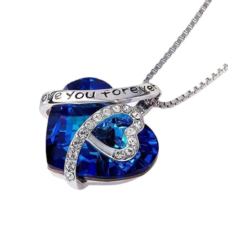 New "I Love You Forever" Ocean Heart Pendant Necklace