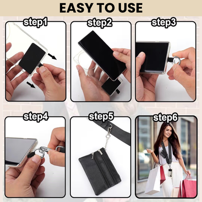 Clip and Go Phone Strap & Pouch - Beige