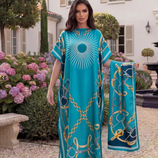 Radiant Sun Kaftan Beach Dress + Scarf