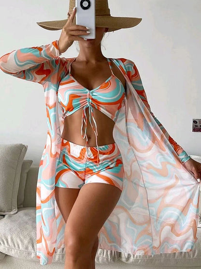 2023 New Women's 3-Piece Bikini Set with Print