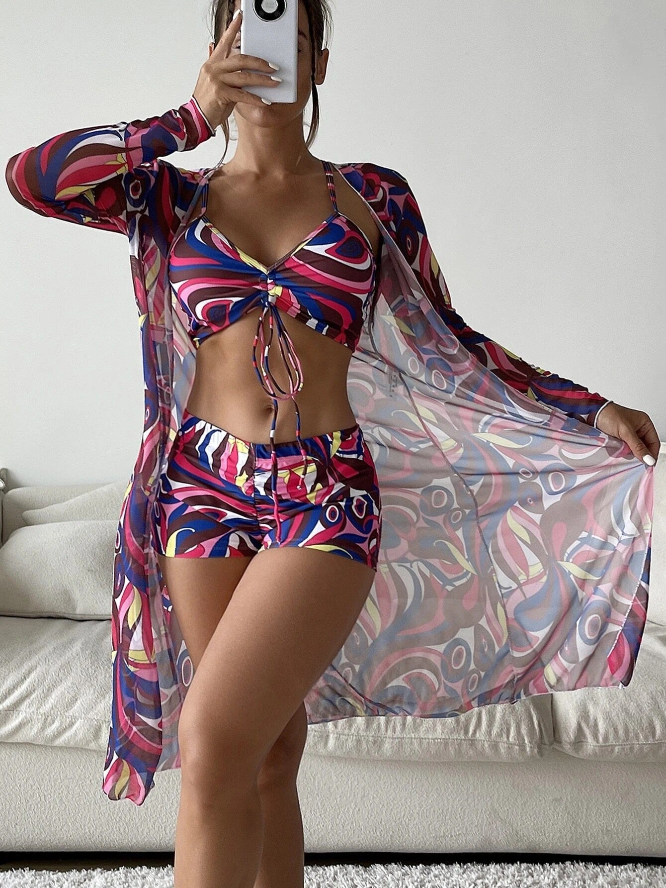 2023 New Women's 3-Piece Bikini Set with Print
