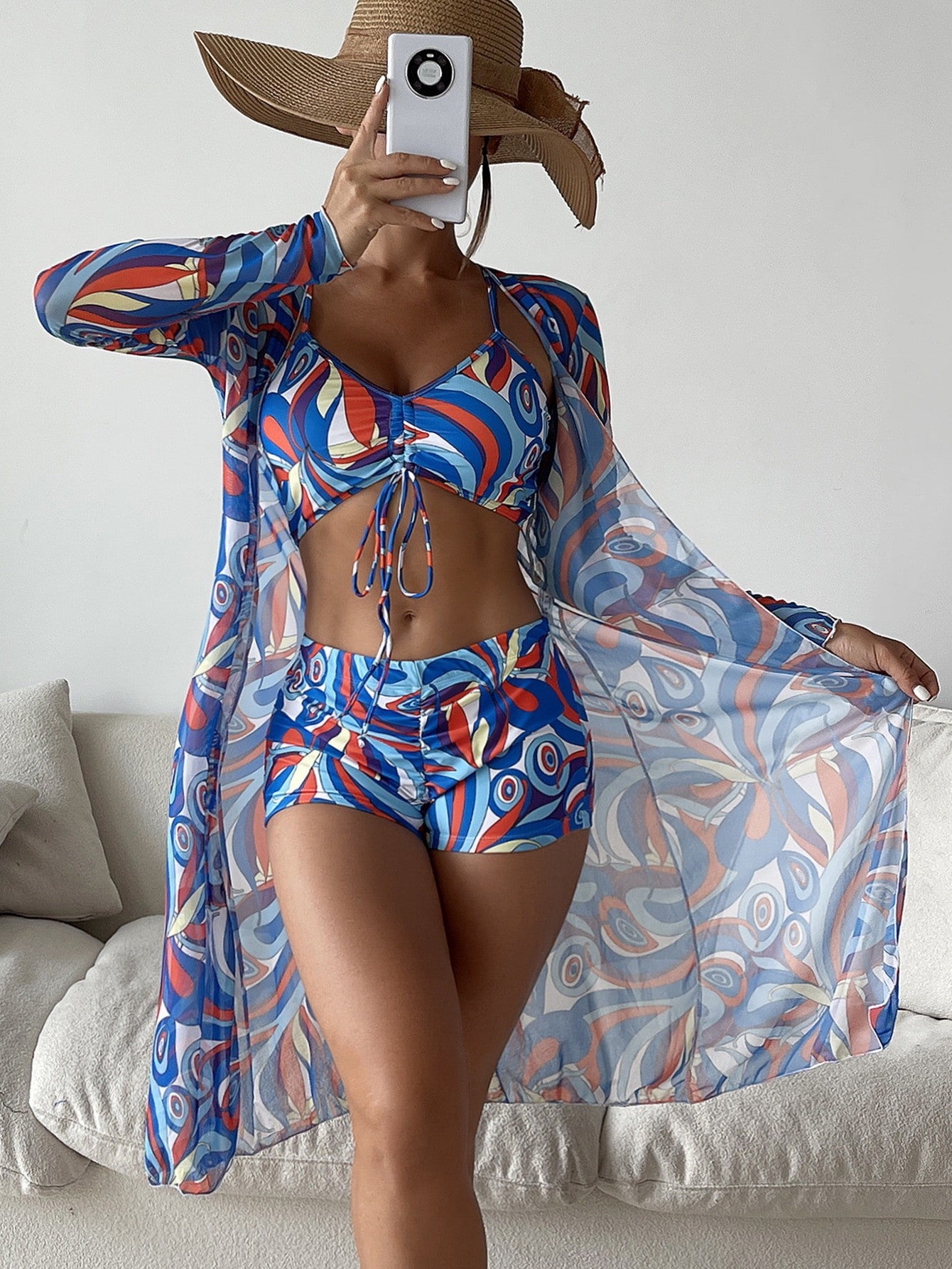 2023 New Women's 3-Piece Bikini Set with Print