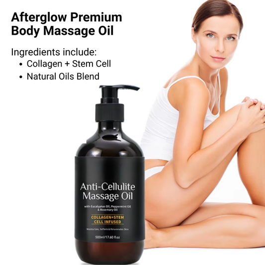 Afterglow Premium Massage Oil with Collagen and Stem Cell - Refreshing Aromatherapy - 17 fl oz