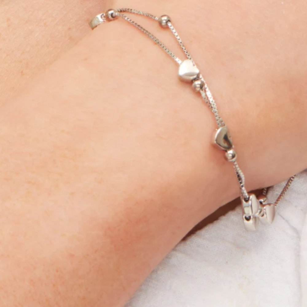 Sterling Silver 925 Double-layer Heart Bracelet