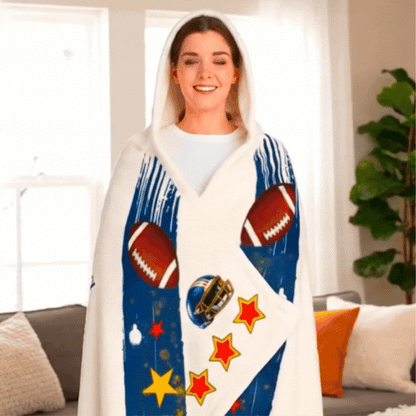 Sports Cozy Hooded Blanket for Movie Theaters & Home A/C