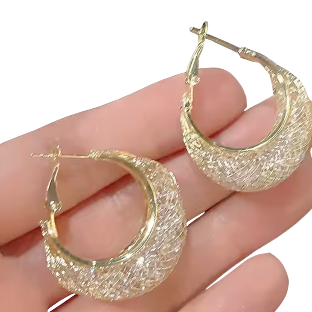 Mesh 2-Tone Statement Hoop Earrings
