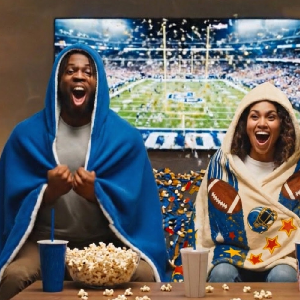 Sports Cozy Hooded Blanket for Movie Theaters & Home A/C