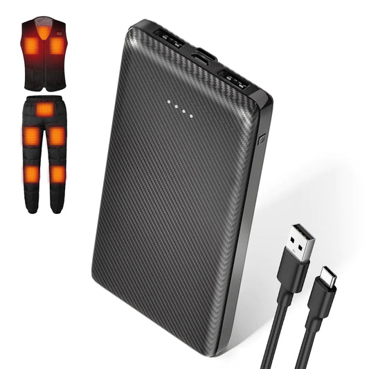 10000mAh Portable Rechargeable Battery Pack with Dual USB Output Ports 5V 2A Heating for Charging Devices Battery Pack Suitable for Heating Vests Jackets Pants-DC1