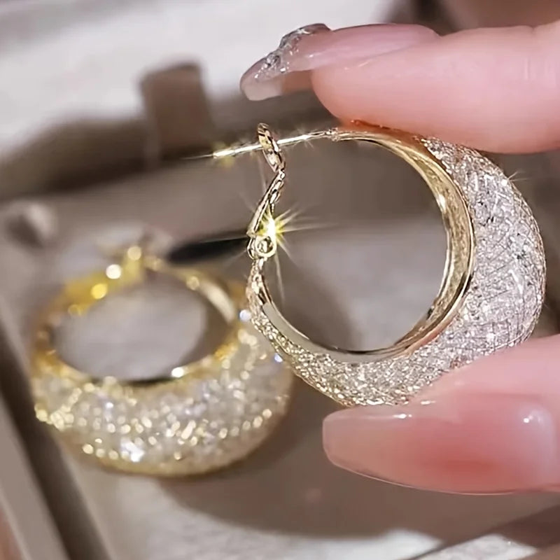 Mesh 2-Tone Statement Hoop Earrings
