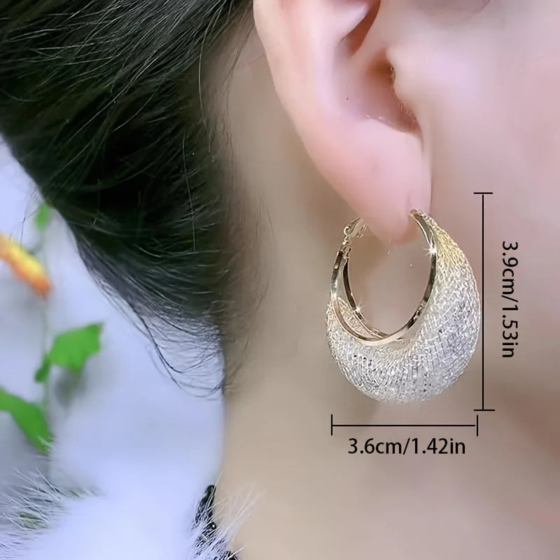 Mesh 2-Tone Statement Hoop Earrings