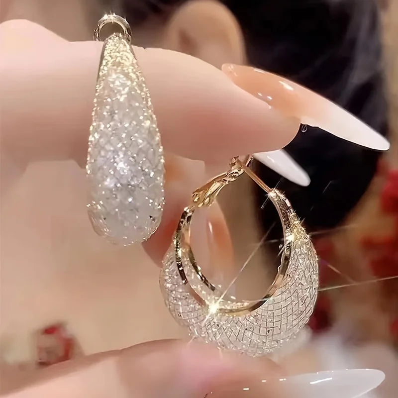 Mesh 2-Tone Statement Hoop Earrings