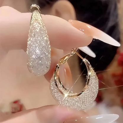 Mesh 2-Tone Statement Hoop Earrings