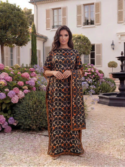 Coach-Inspired Kaftan Beach Dress with Matching Scarf