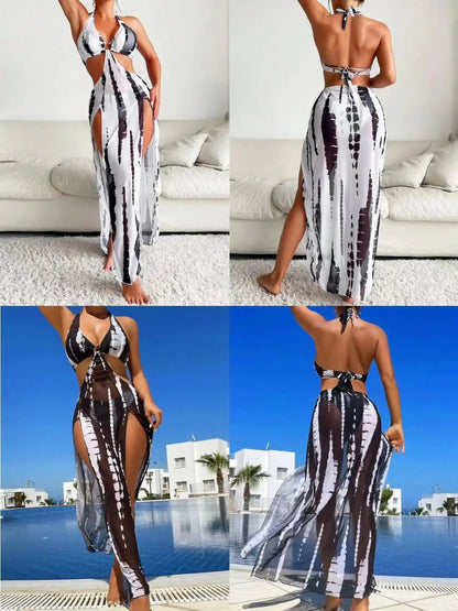 3-Piece Halter Bikini and Cover-Up