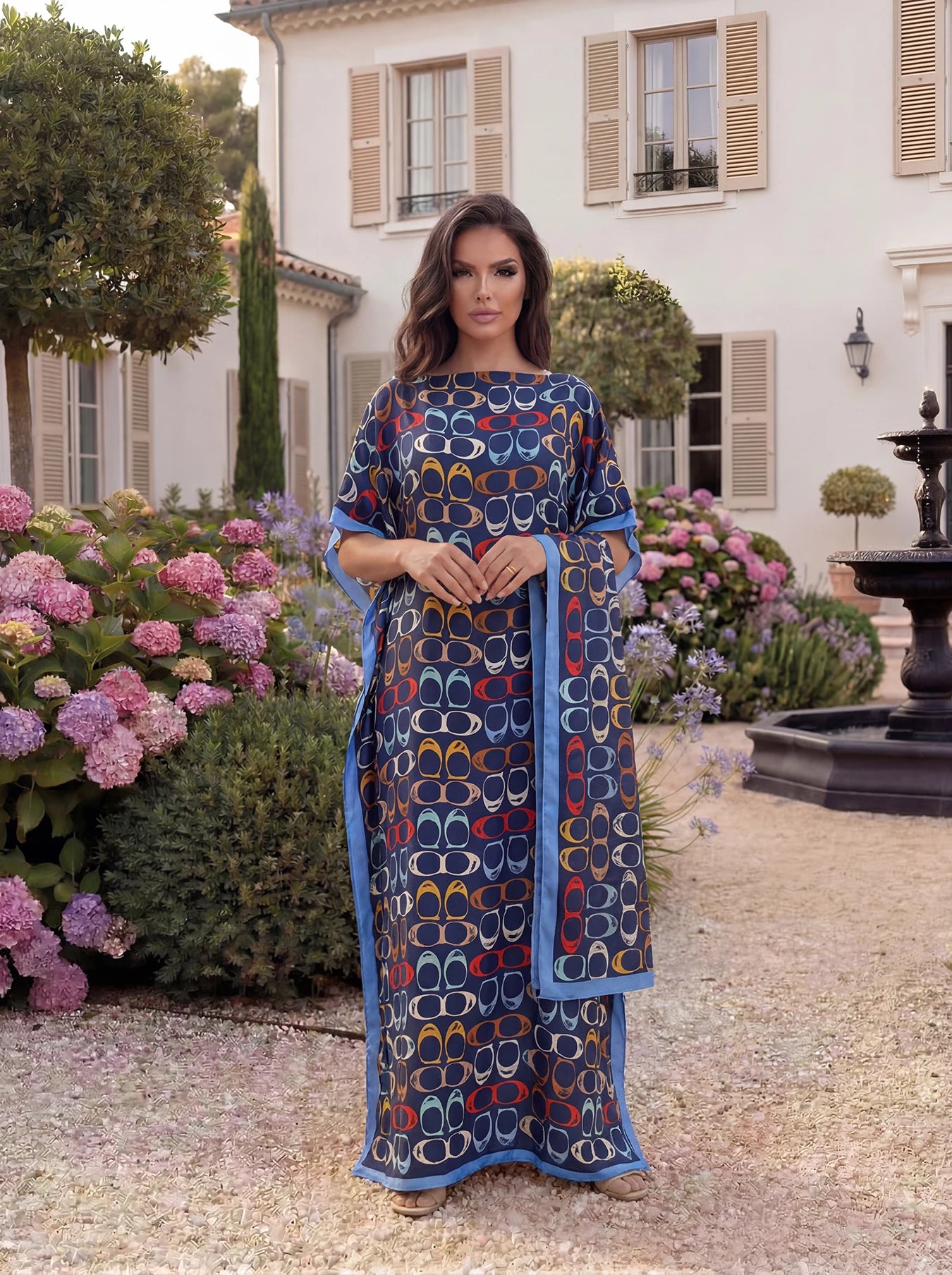 Coach-Inspired Kaftan Beach Dress with Matching Scarf