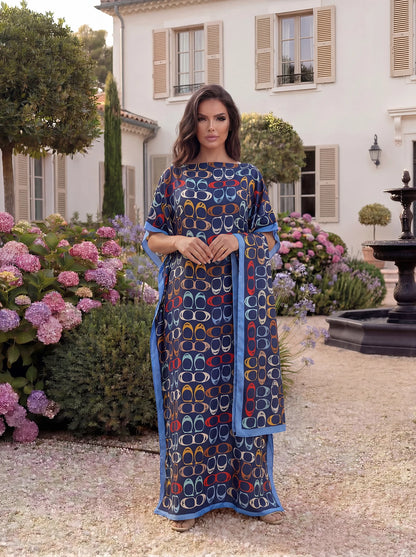 Coach-Inspired Kaftan Beach Dress with Matching Scarf