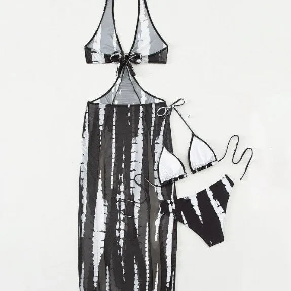3-Piece Halter Bikini and Cover-Up