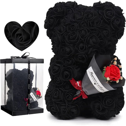 Rose Bear With Preserved Rose Bouquet in Gift Box