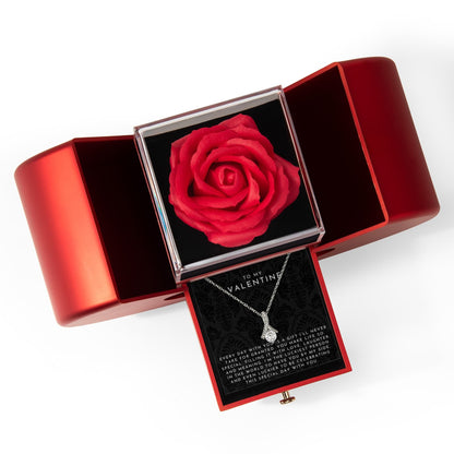 To My Valentine Eternal Rose Apple Box Set w/ Necklace + Gift Bag | Rush Delivery