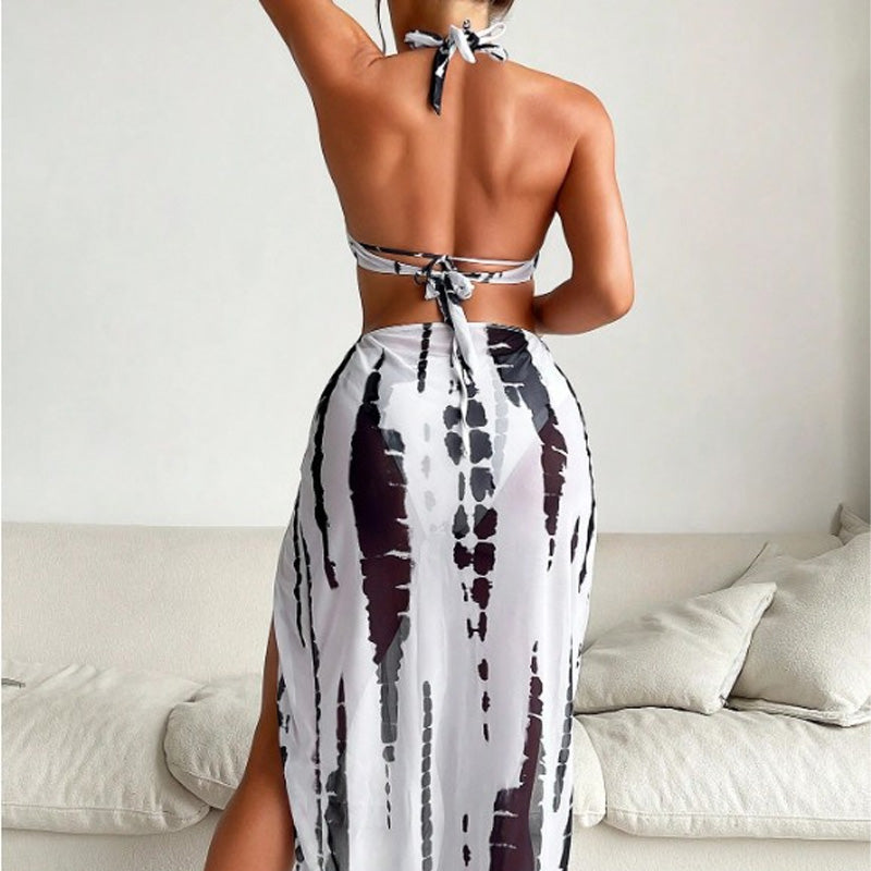 3-Piece Halter Bikini Cover-Up Resort Dress