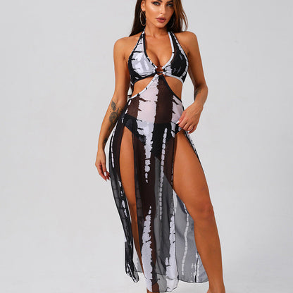 3-Piece Halter Bikini Cover-Up Resort Dress